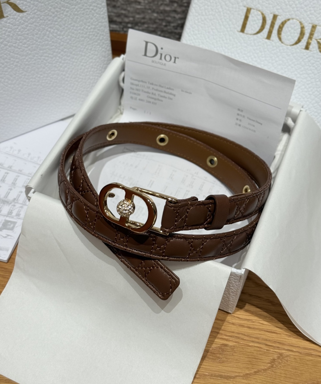 디올(Dior) 퀼팅 카프스킨 쥬얼 버클 벨트 악세사리