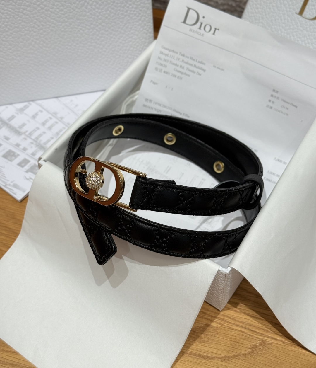 디올(Dior) 퀼팅 카프스킨 쥬얼 버클 벨트 악세사리