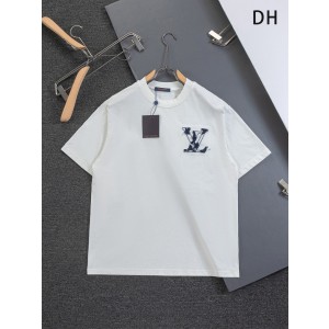 루이비통(LV) 데님 패치 로고 자수 루즈핏 티셔츠 의류