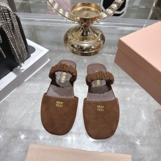 미우미우(miumiu) 밴딩 플랫 피셔맨 샌들 신발