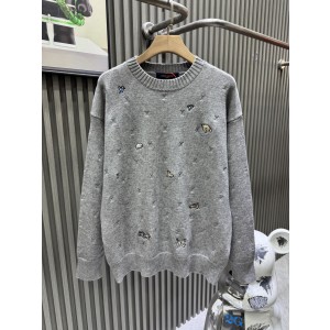 루이비통(LV) 풀 로고 스몰 자수 라운드 니트 의류