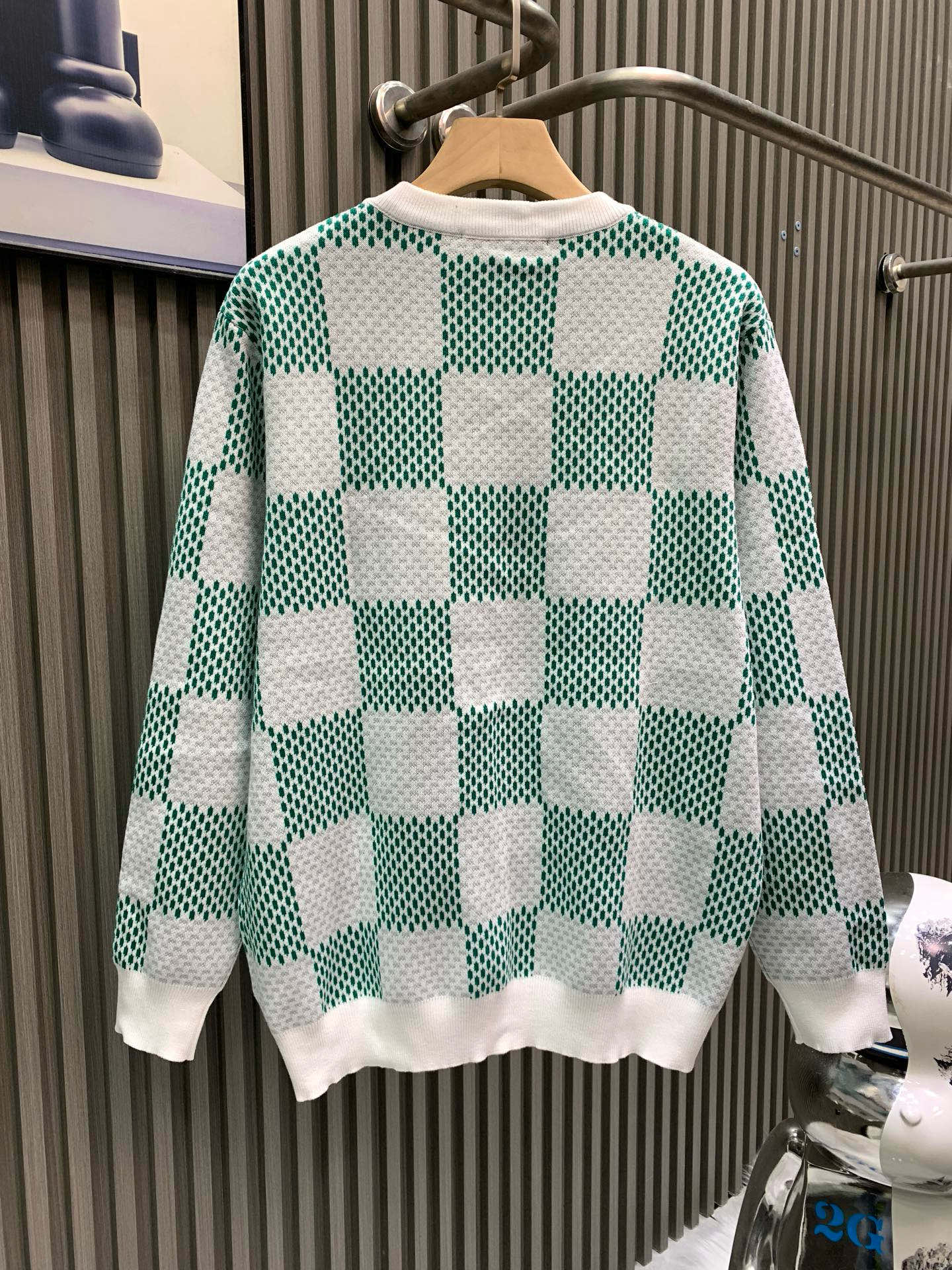 루이비통(LV) 그린 체커보드 라운드 니트 의류