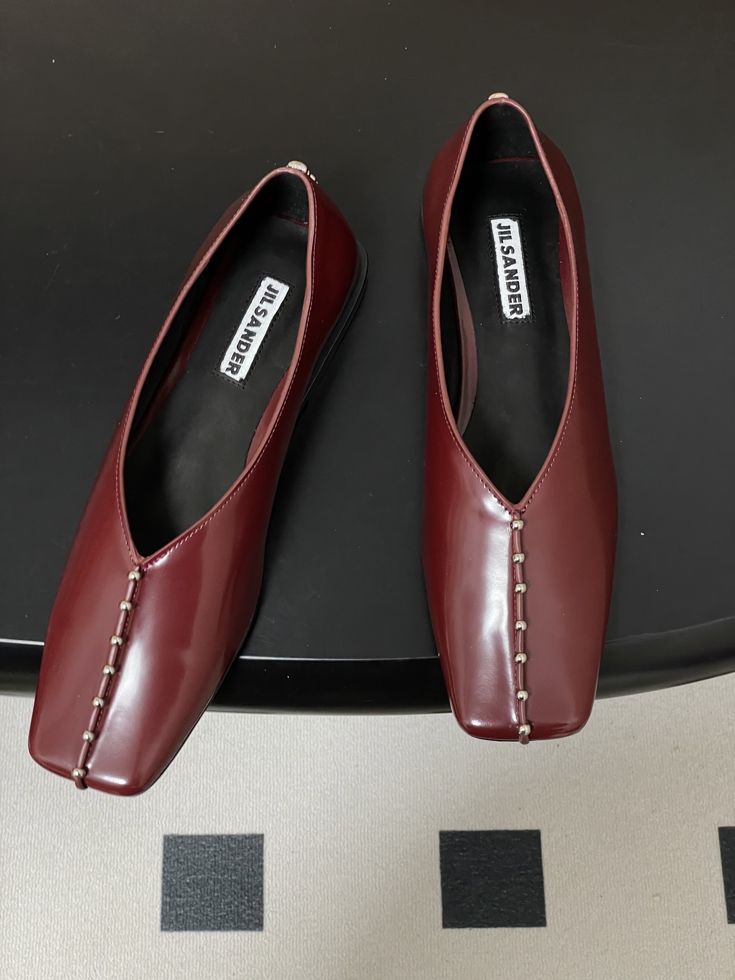 질 샌더(Jil Sander) 스터드 스퀘어토 메리제인 단화 플랫 슈즈 신발