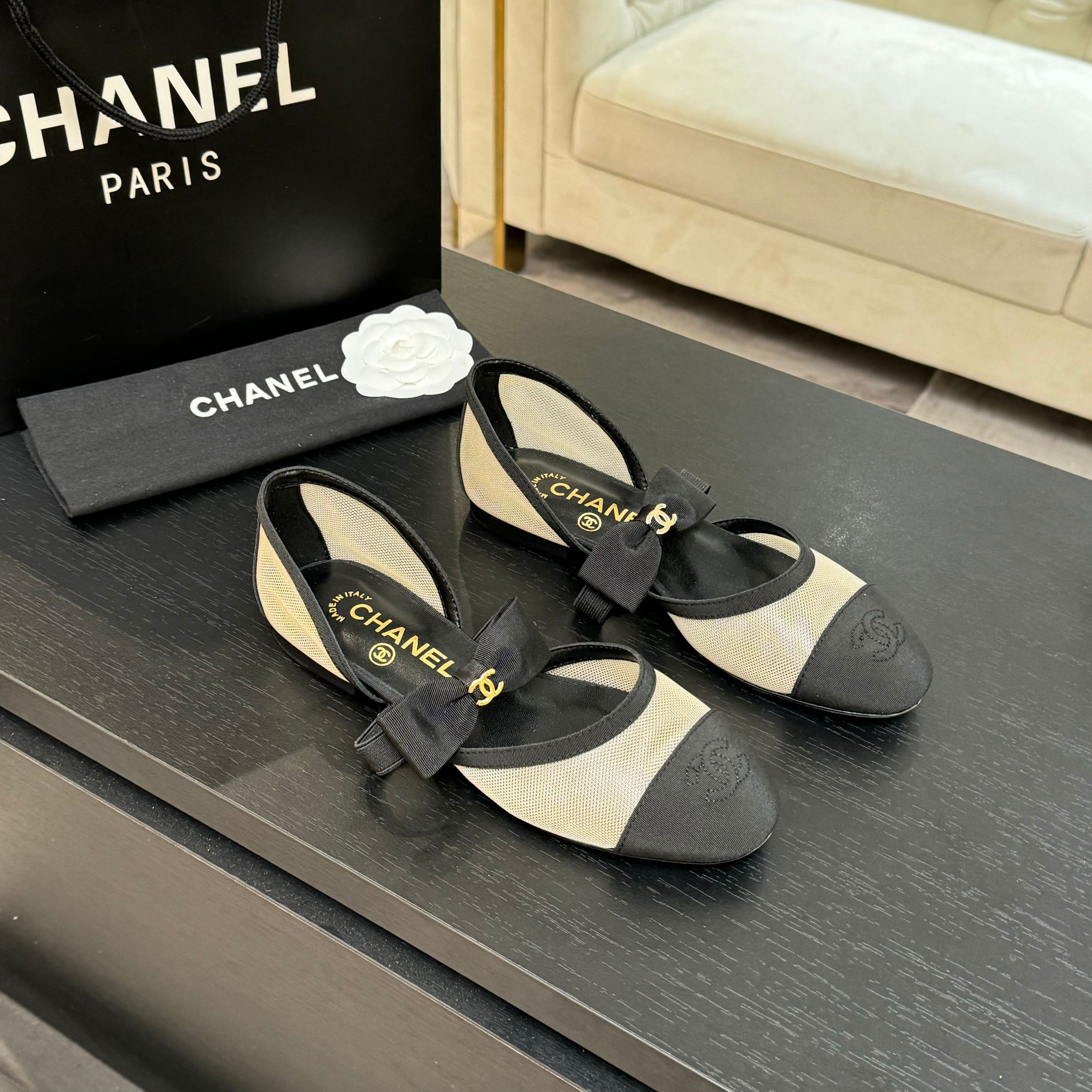 샤넬(Chanel) 리본 플랫 슈즈 단화 신발