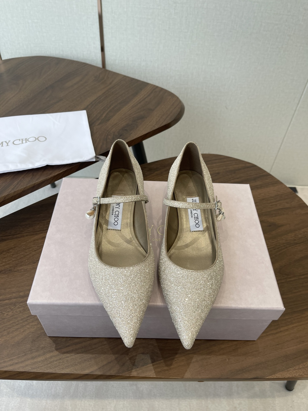 지미추(JIMMYCHOO) 진주 드롭 메리제인 플랫 슈즈 구두 신발