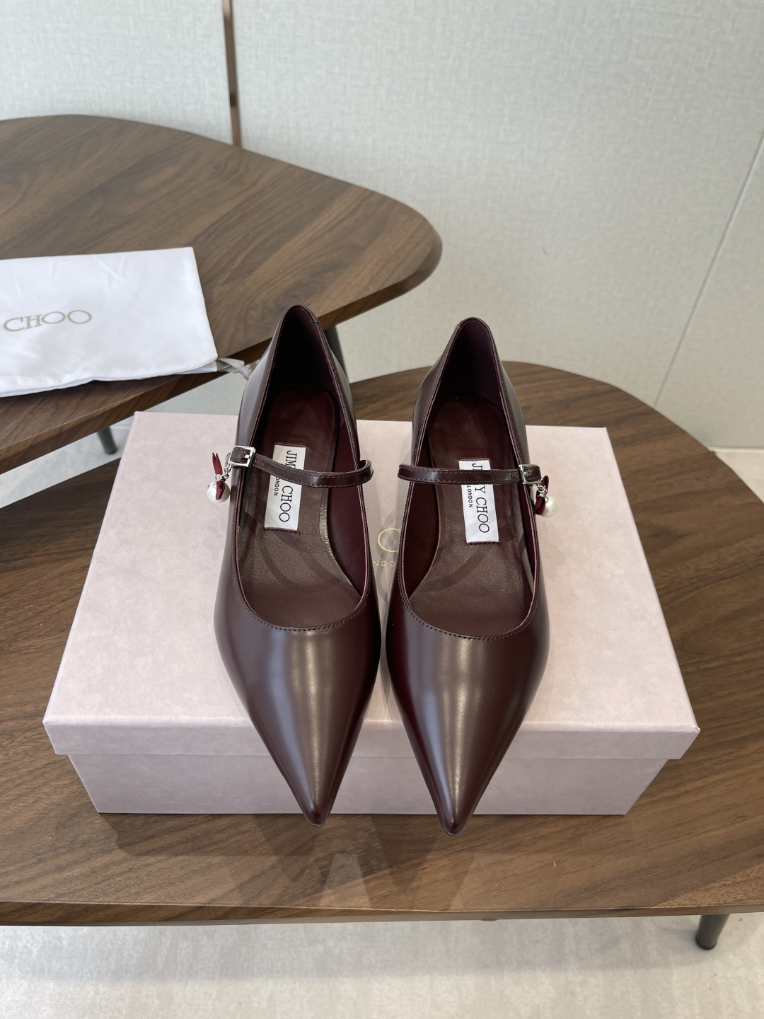 지미추(JIMMYCHOO) 진주 드롭 메리제인 플랫 슈즈 구두 신발