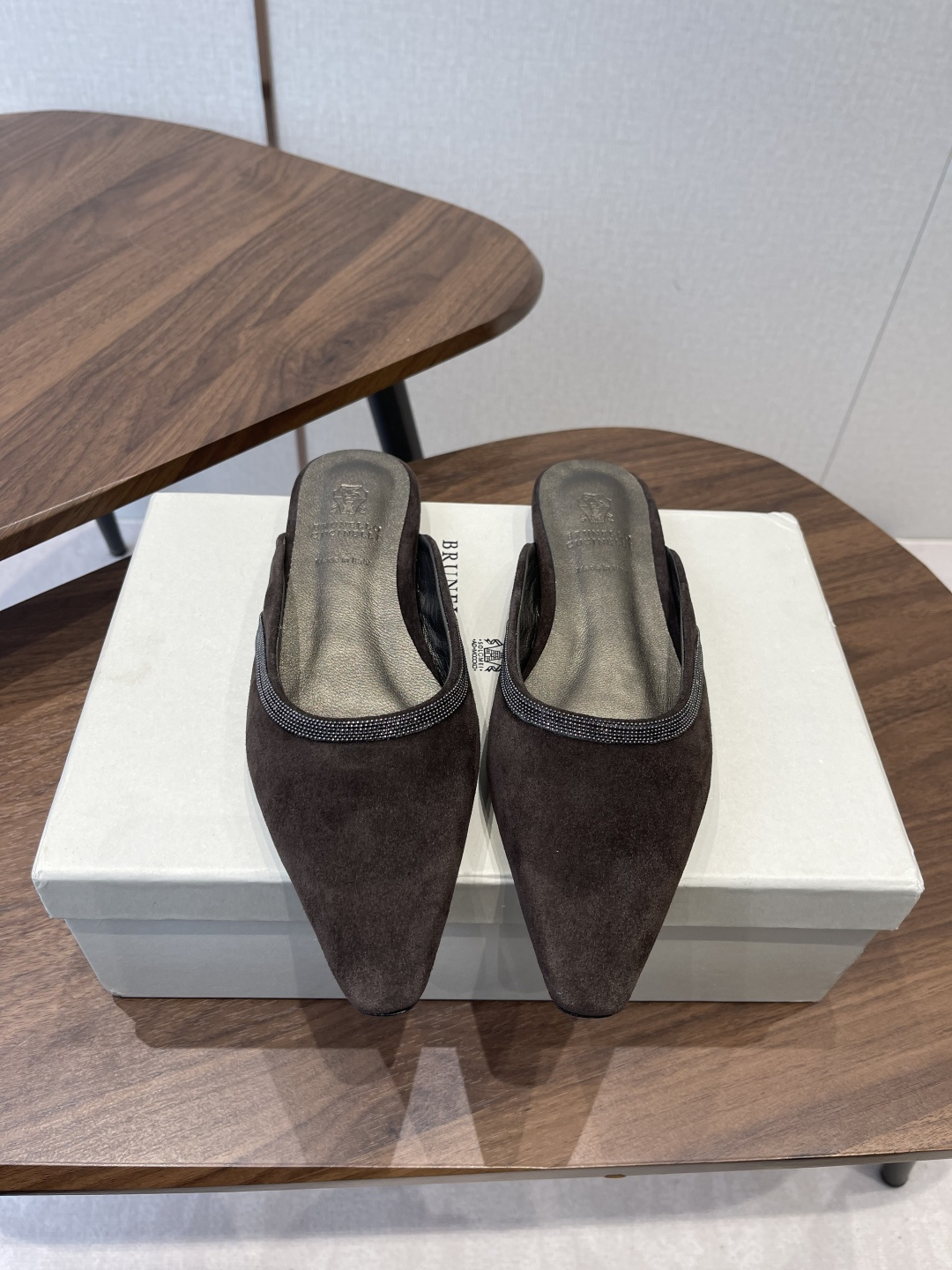 Brunello Cucinelli BC 브루넬로 쿠치넬리 체인 스퀘어토 뮬 슬리퍼 신발