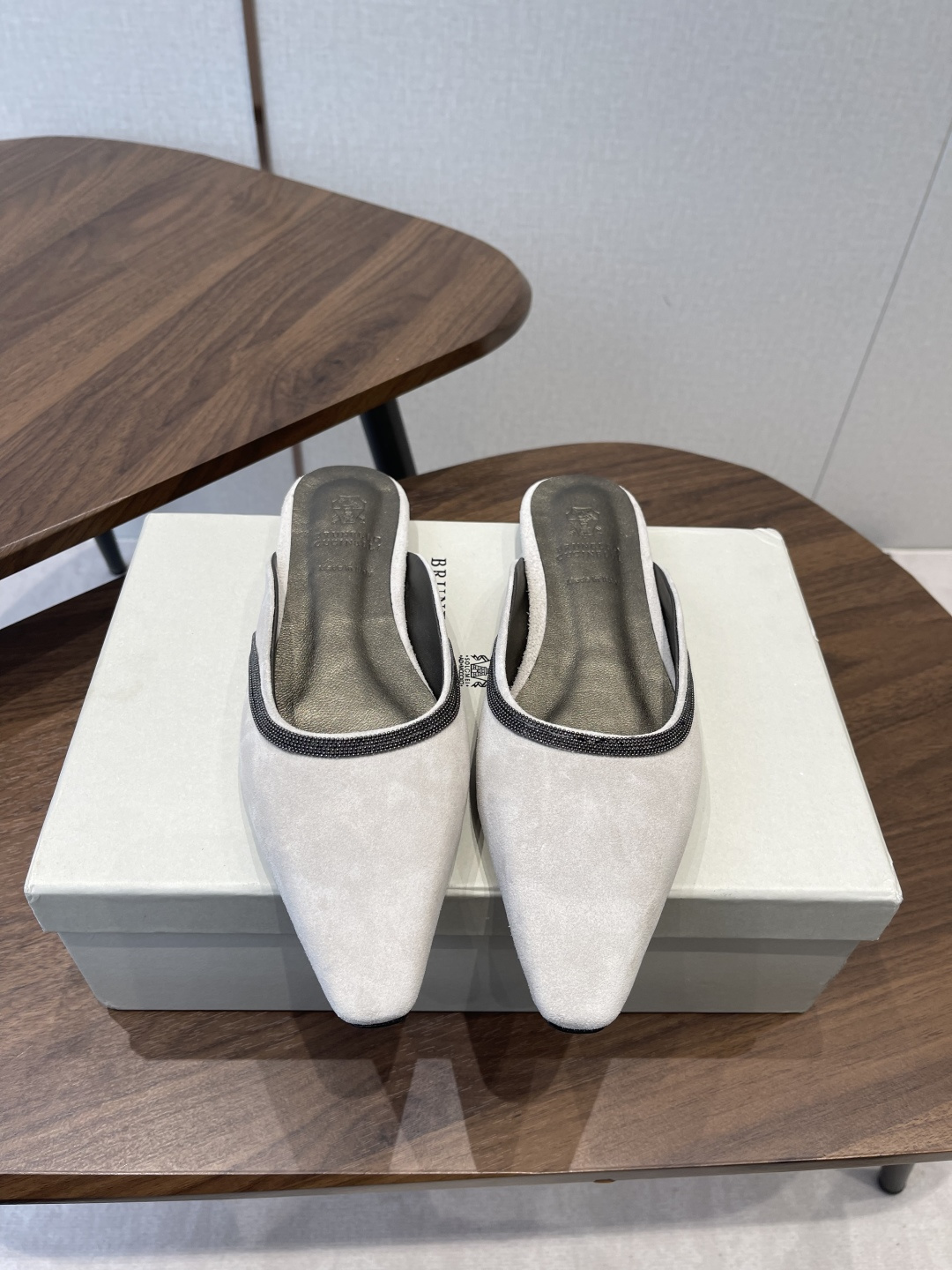 Brunello Cucinelli BC 브루넬로 쿠치넬리 체인 스퀘어토 뮬 슬리퍼 신발