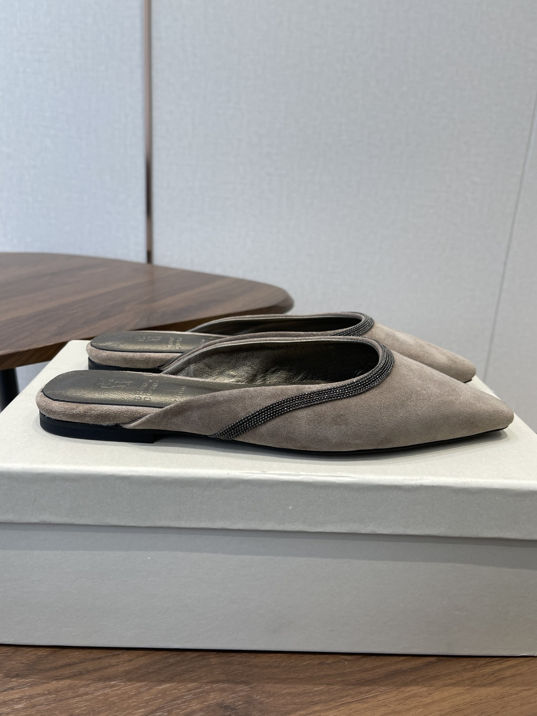 Brunello Cucinelli BC 브루넬로 쿠치넬리 체인 스퀘어토 뮬 슬리퍼 신발