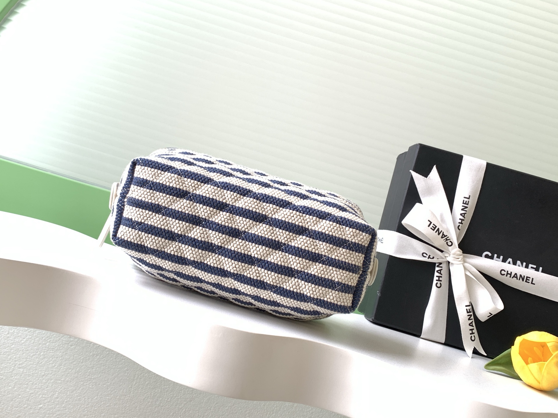 샤넬(CHANEL) 26C 네이비 스트라이프 미니 클러치 파우치 백 가방