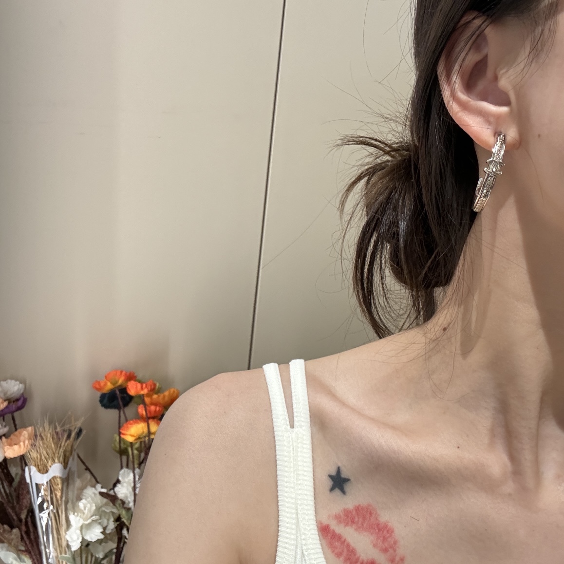 샤넬(CHANEL) 스네이크 체인 이어링 귀걸이 악세사리