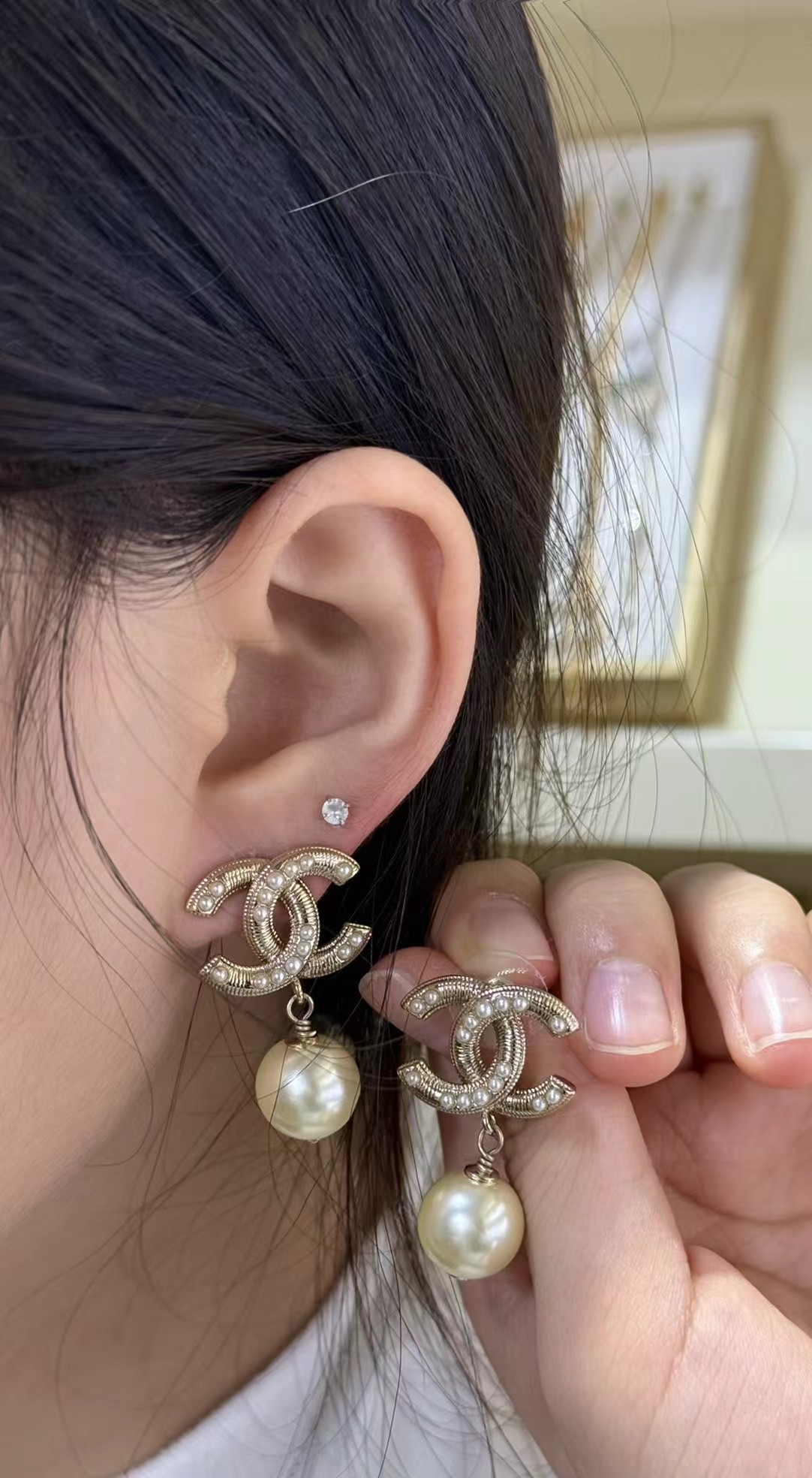 샤넬(CHANEL) 진주 드롭 귀걸이 악세사리