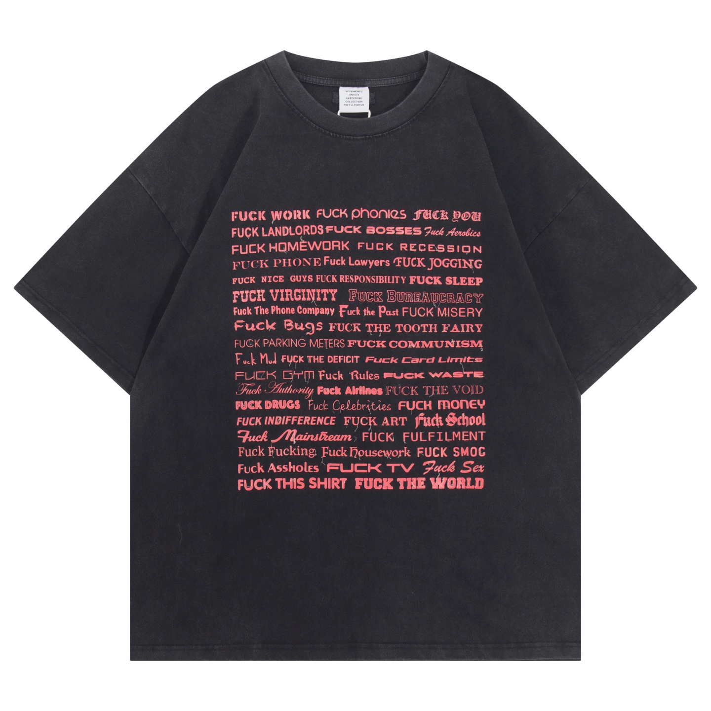 베트멍(VETEMENTS) 레터링 프린트 워싱 반팔 티셔츠 의류