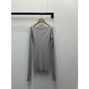 미우미우(MIU MIU) 실크 니트 롱슬리브 탑 의류