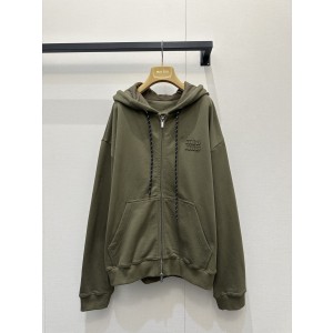 미우미우(MiuMiu) 올리브 멜란지 후드 집업 + 반바지 팬츠 셋업 세트 의류