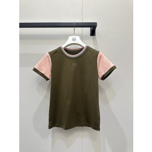 로에베(Loewe) 올리브 핑크 배색 반팔 티셔츠 의류