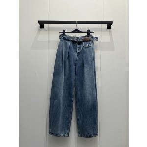 로에베(Loewe) 셔링 벨트 와이드 데님 팬츠 청바지 의류