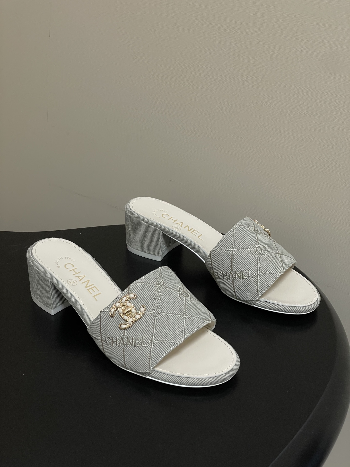 샤넬(CHANEL) 데님 힐 슬리퍼 신발