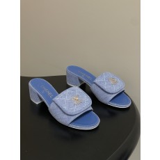 샤넬(Chanel) 데님 퀼팅 더블C 체인 슬리퍼 샌들 신발 5cm