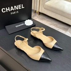 Chanel 샤넬 26 신상 클래식 배색 포인트 스트랩 토 플랫 슈즈 신발