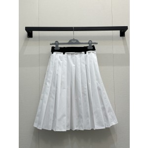 PRADA 프라다 로고 포인트 고허리 플리츠 주름 롱 스커트 치마 의류