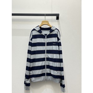 miumiu 미우미우 로고 스트라이프 후드 집업 자켓 재킷 의류