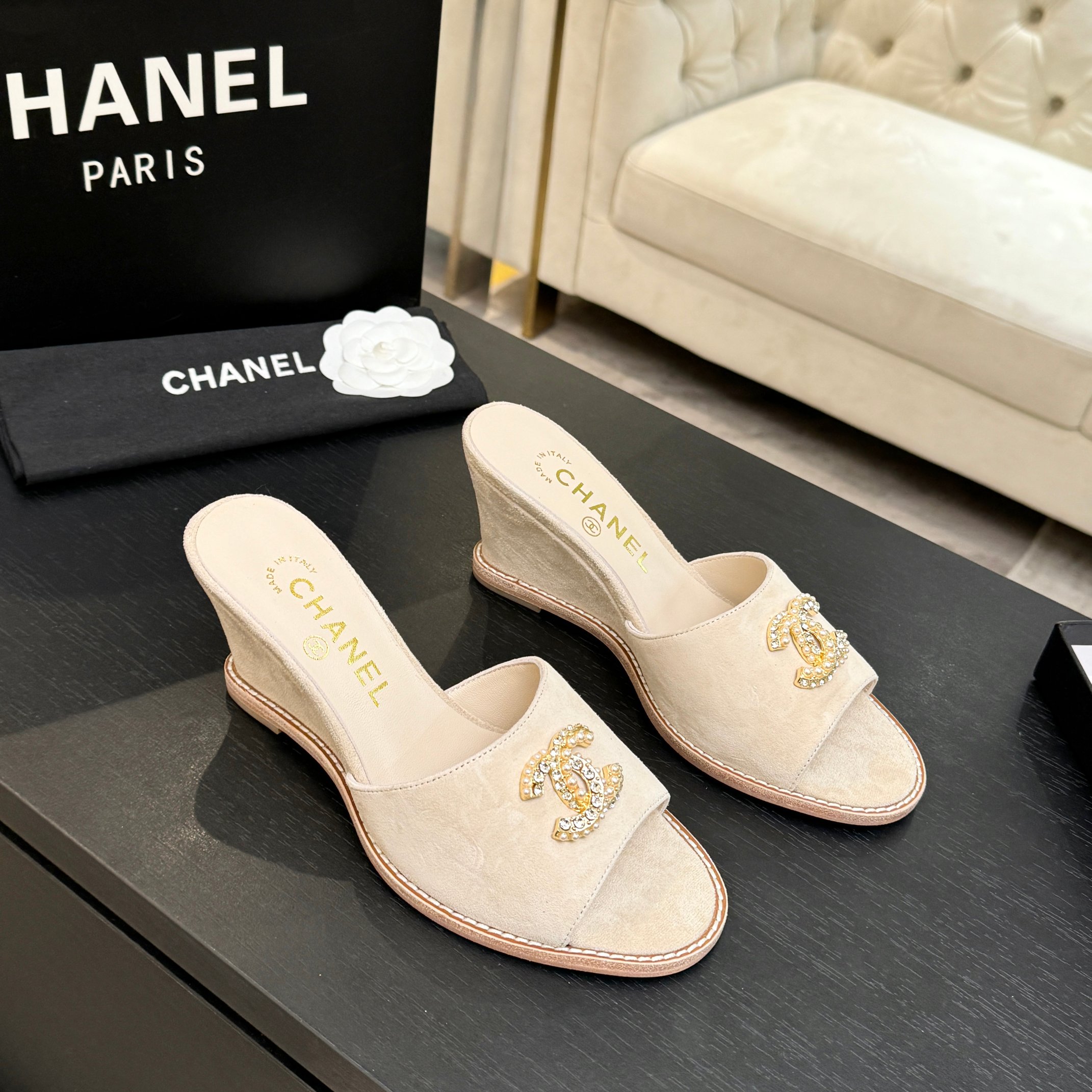 샤넬(CHANEL) 웨지 힐 슬리퍼 신발