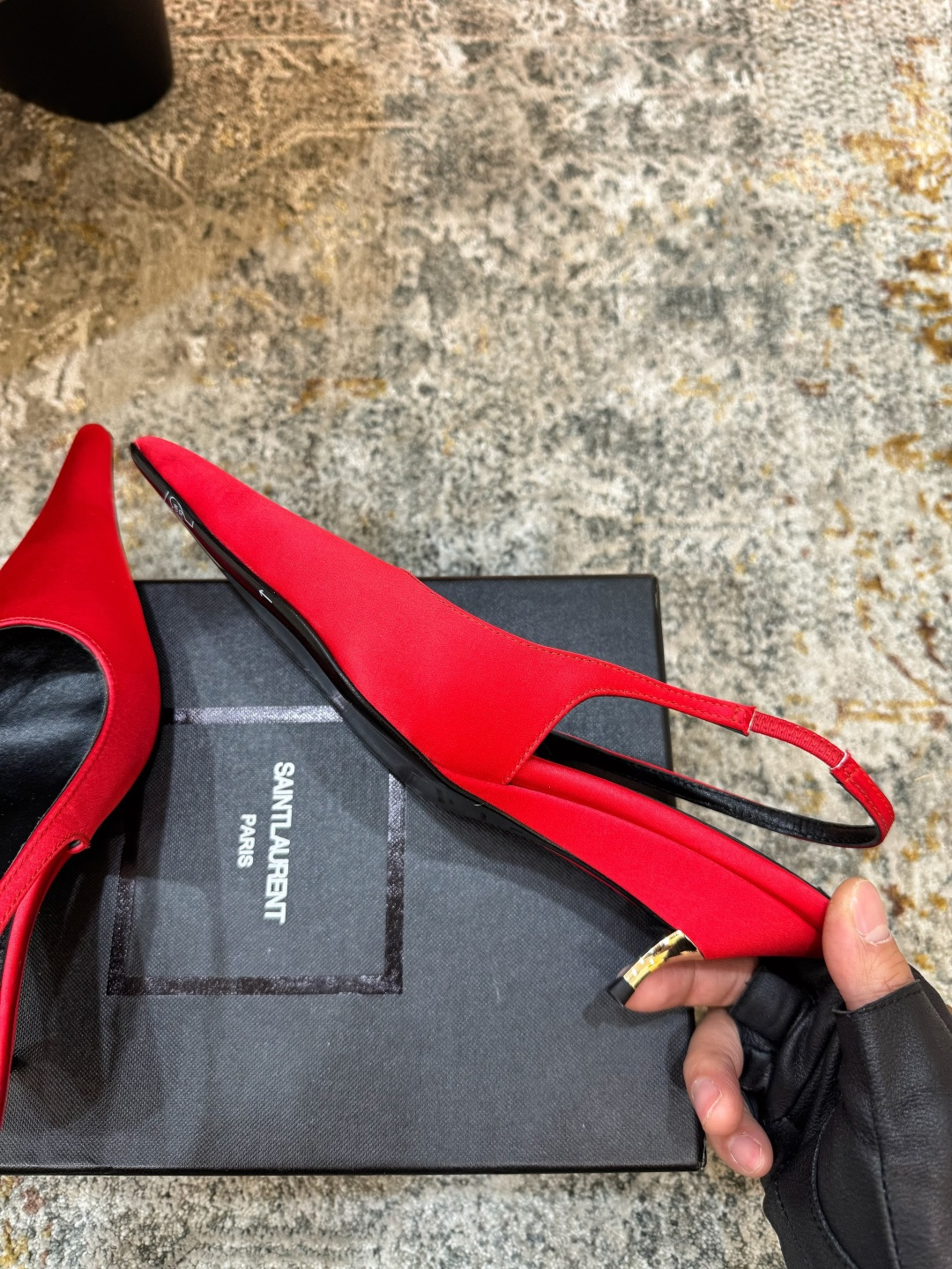 YSL 생로랑 실크 미들 펌프스 힐 구두 신발 5.5cm