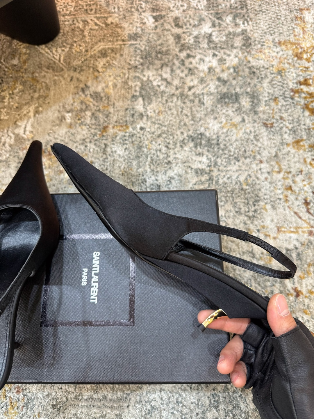 YSL 생로랑 실크 미들 펌프스 힐 구두 신발 5.5cm