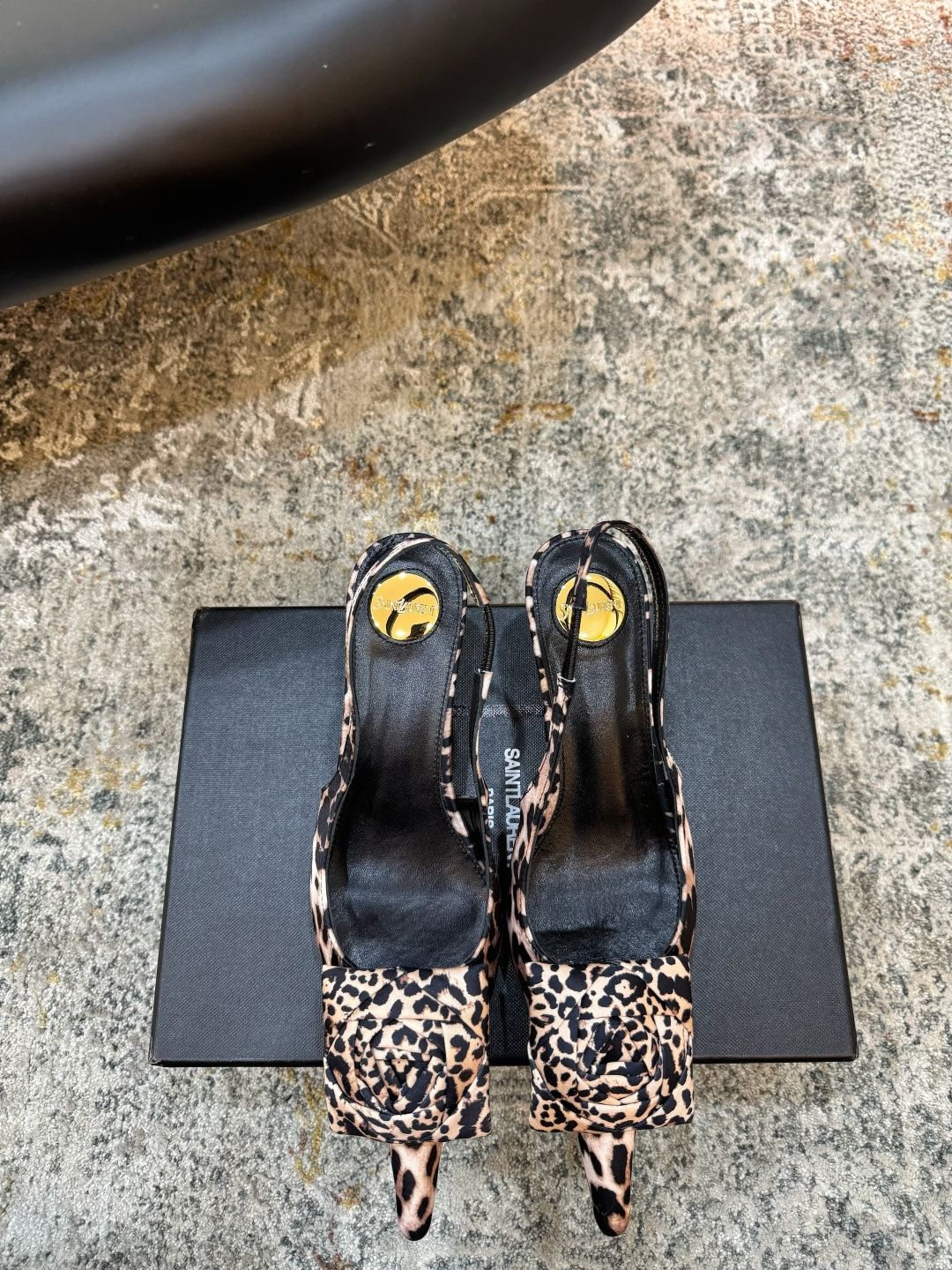 YSL 생로랑 레오파드 미들 펌프스 힐 구두 신발 5.5cm