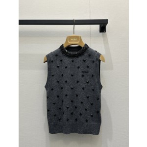 miumiu 미우미우 스팽글 자수 캐시미어 베스트 조끼 의류