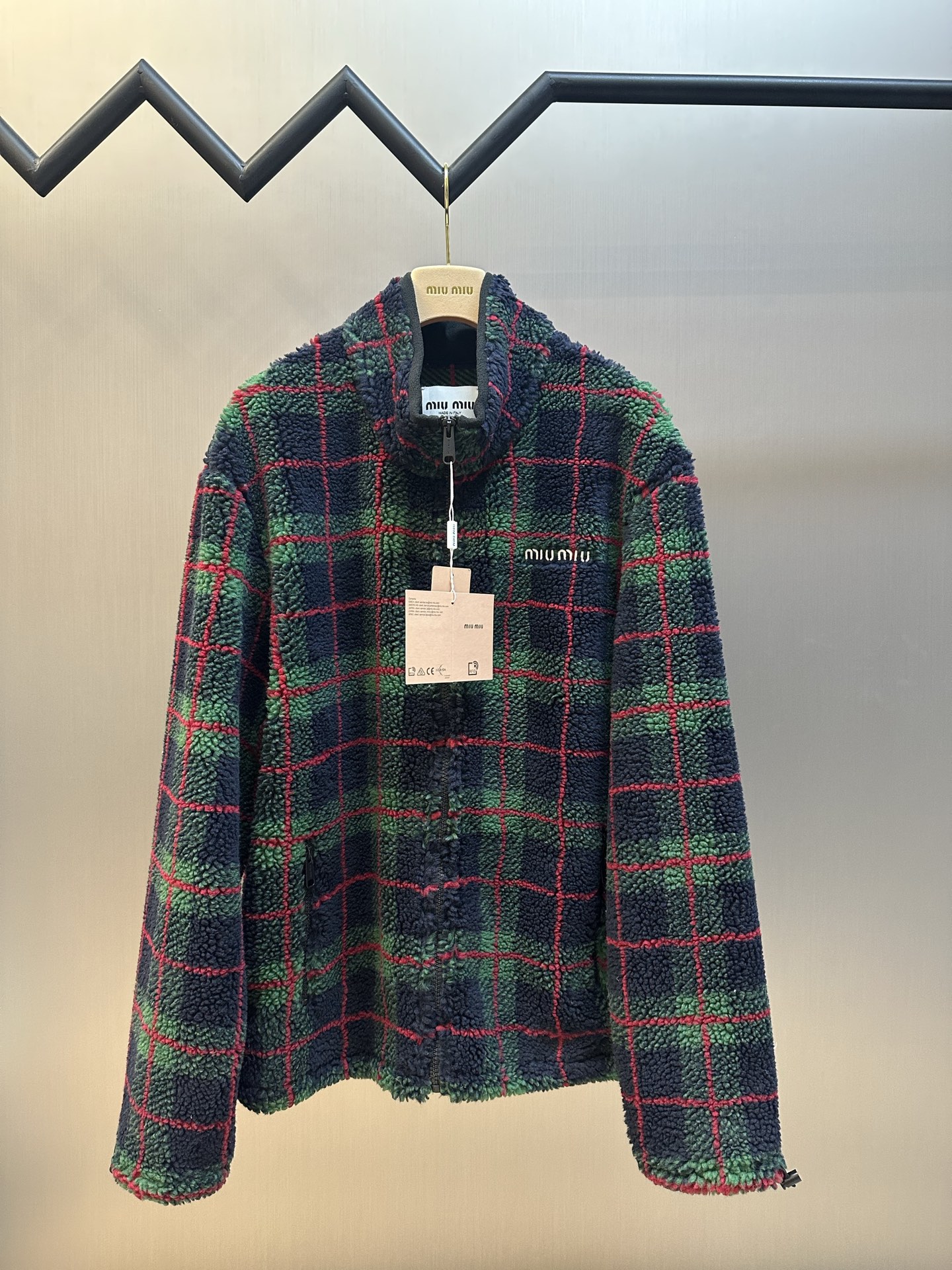 미우미우(MIU MIU) 체크 집업 플리스 자켓 의류