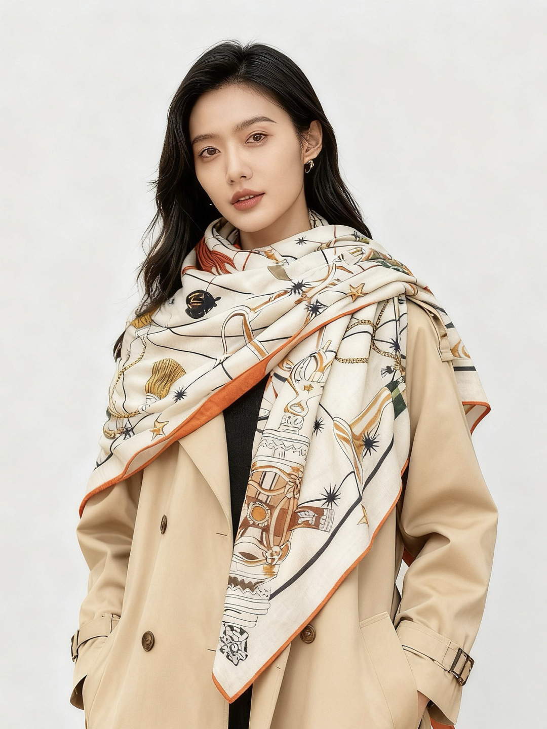 에르메스(HERMES) 캐시미어 실크 목도리 스카프