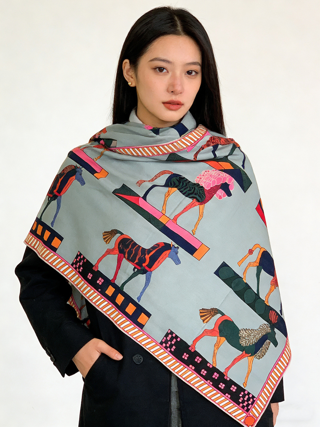 에르메스(HERMES) 풀 스피드 캐시미어 실크 목도리 스카프