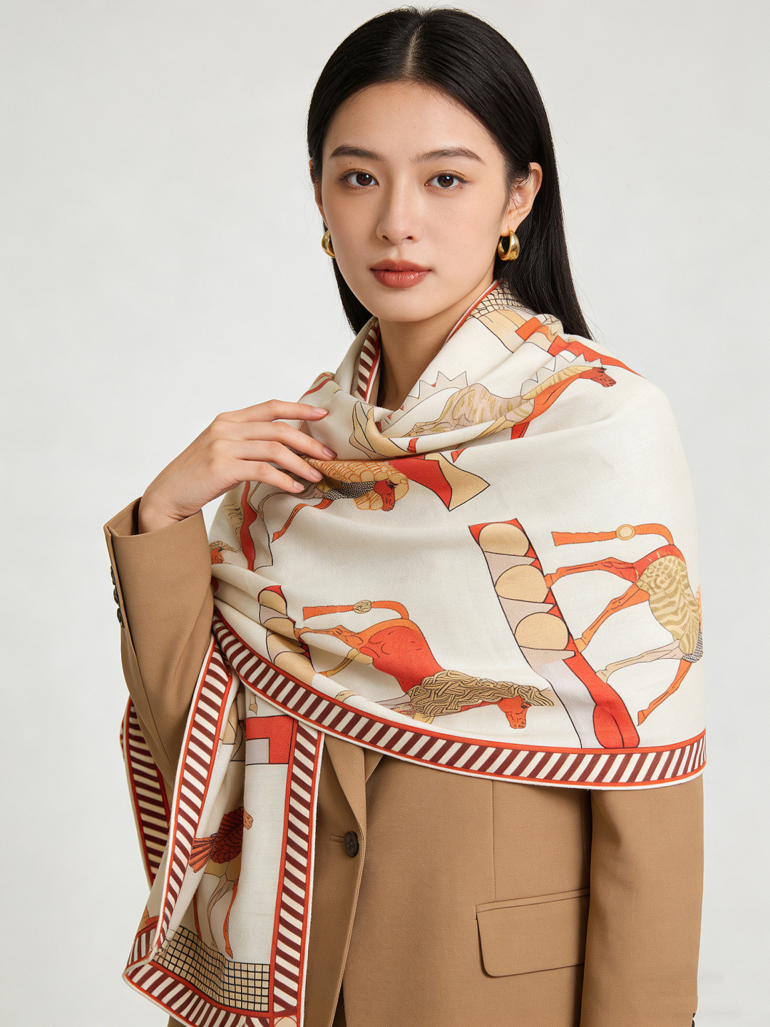 에르메스(HERMES) 풀 스피드 캐시미어 실크 목도리 스카프