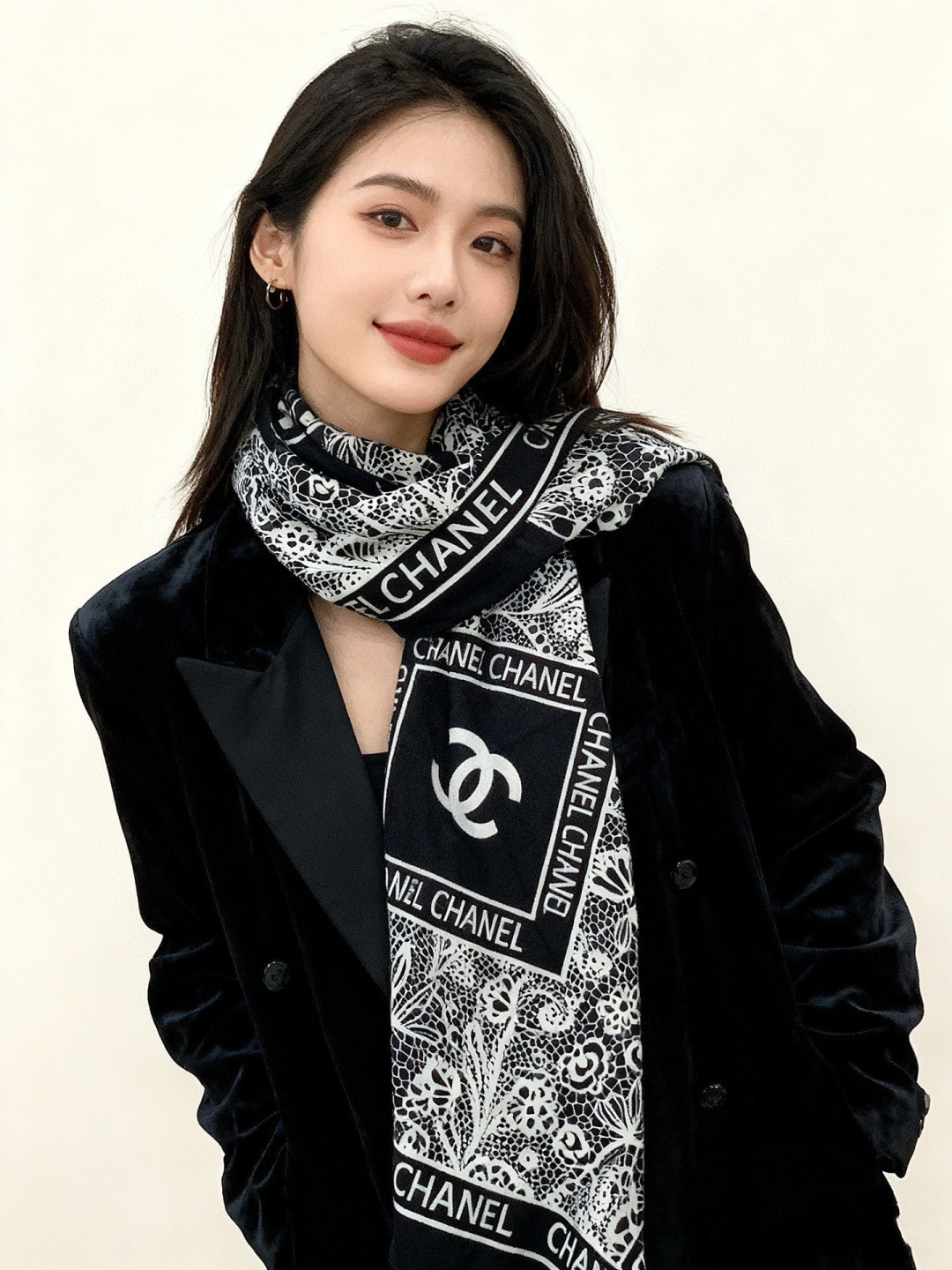 샤넬(CHANEL) 캐시미어 실크 목도리 스카프