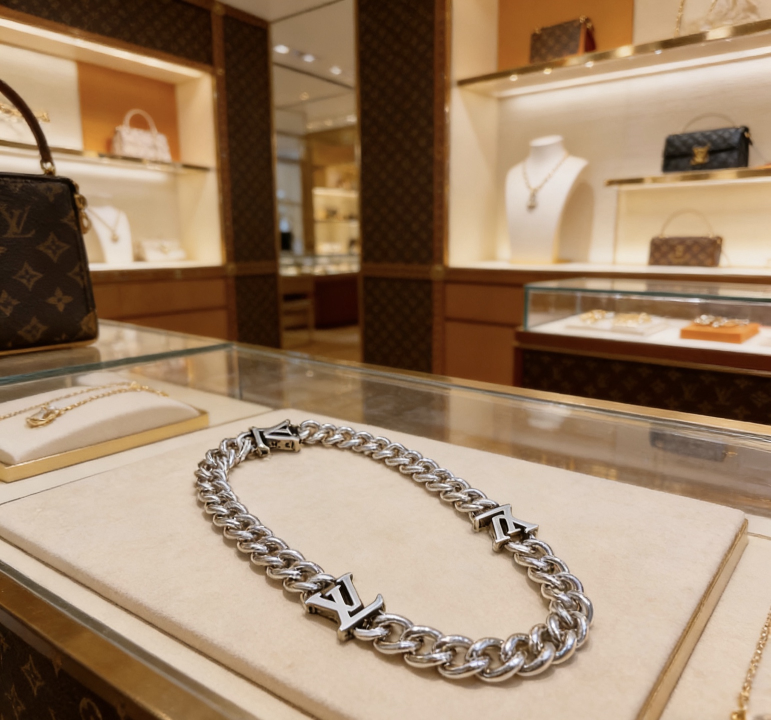 루이비통(LV) 빈티지 체인 목걸이 악세사리