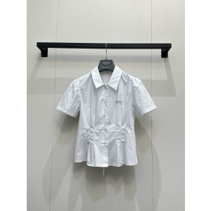 미우미우(MIU MIU) 로고 웨이스트 플리츠 셔츠 의류