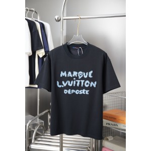 루이비통(LV) 자수 레터 로고 반팔 티셔츠 의류