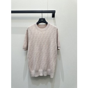 Fendi 펜디 FF 자카드 실크 울 반팔 니트 의류