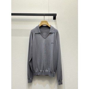 miumiu 미우미우 로고 자수 V넥 카라 긴팔 니트 의류