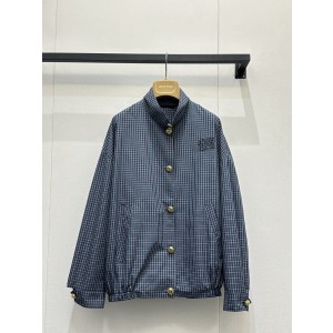 miumiu 미우미우 패치워크 로고 골드 버튼 체크 자켓 재킷 의류