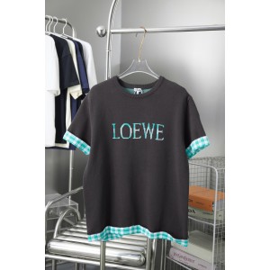 로에베(LOEWE) 체크 자카드 레터 니트 반팔 티셔츠 의류