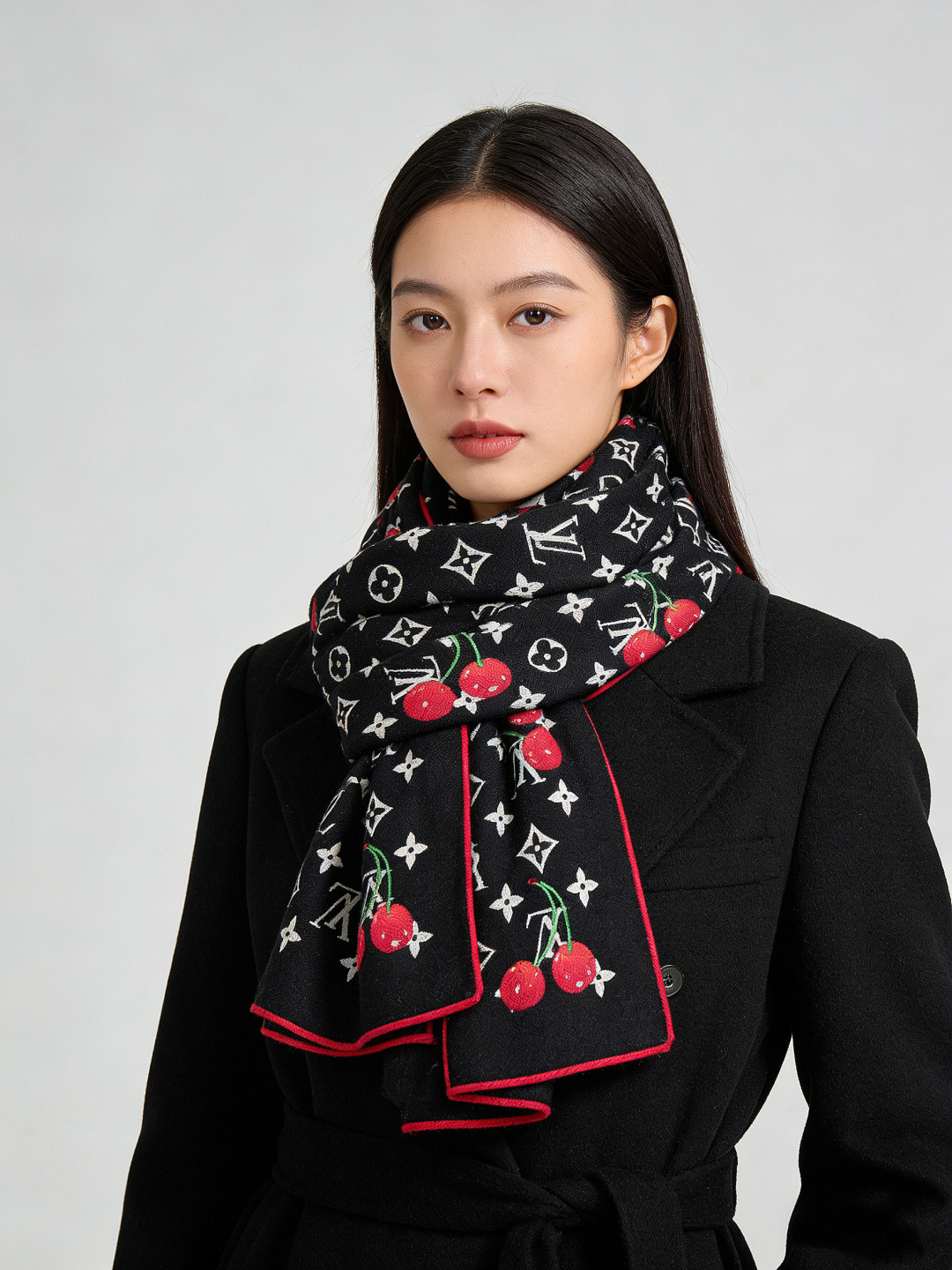 루이비통(LV) × 무라카미 타카시 모노그램 체리 롱 스카프 목도리 스카프