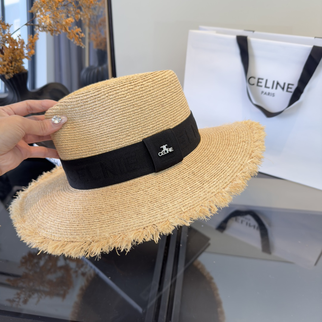 셀린느(CELINE) 라피아 밀짚 모자