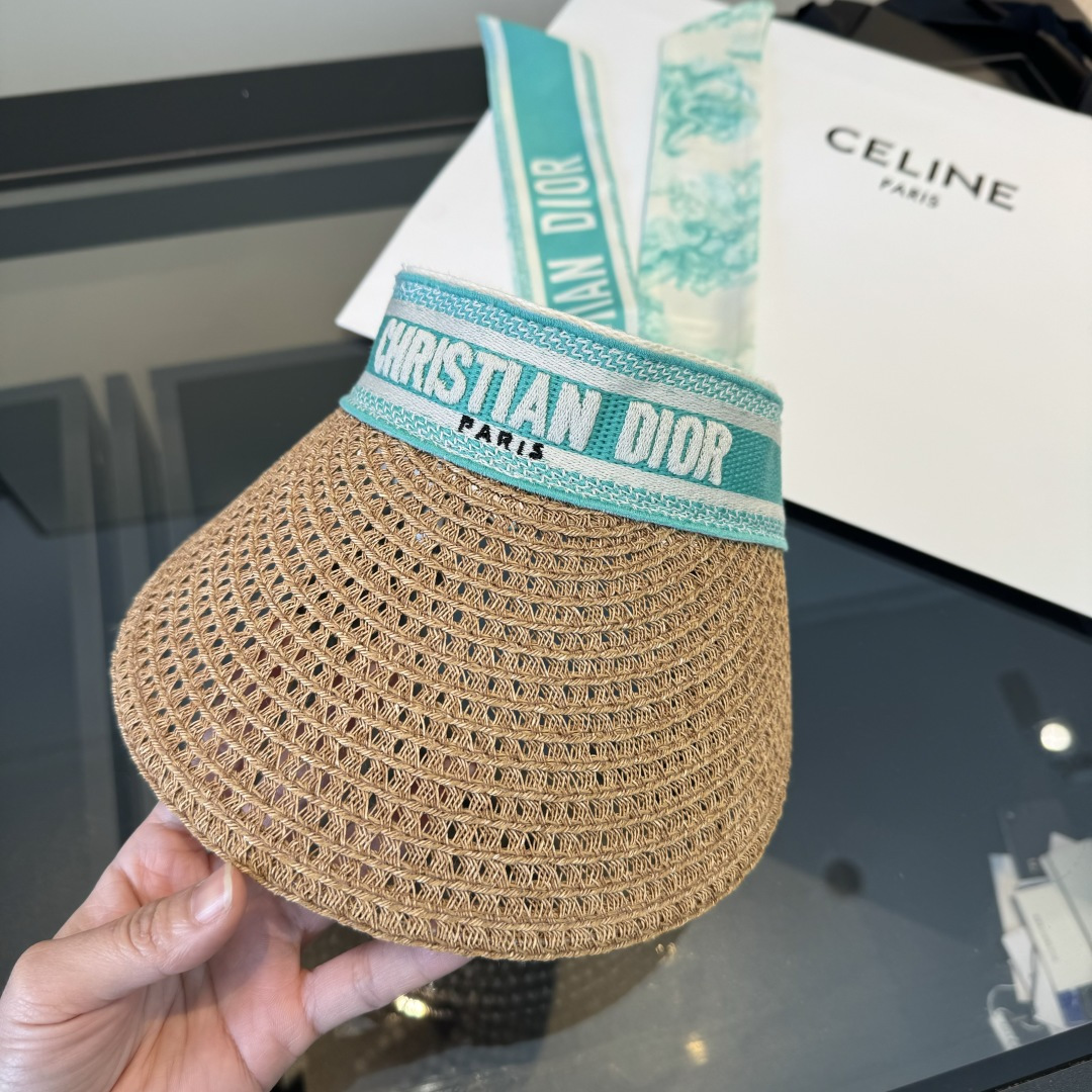 디올(DIOR) 실크 스카프 썬캡 모자