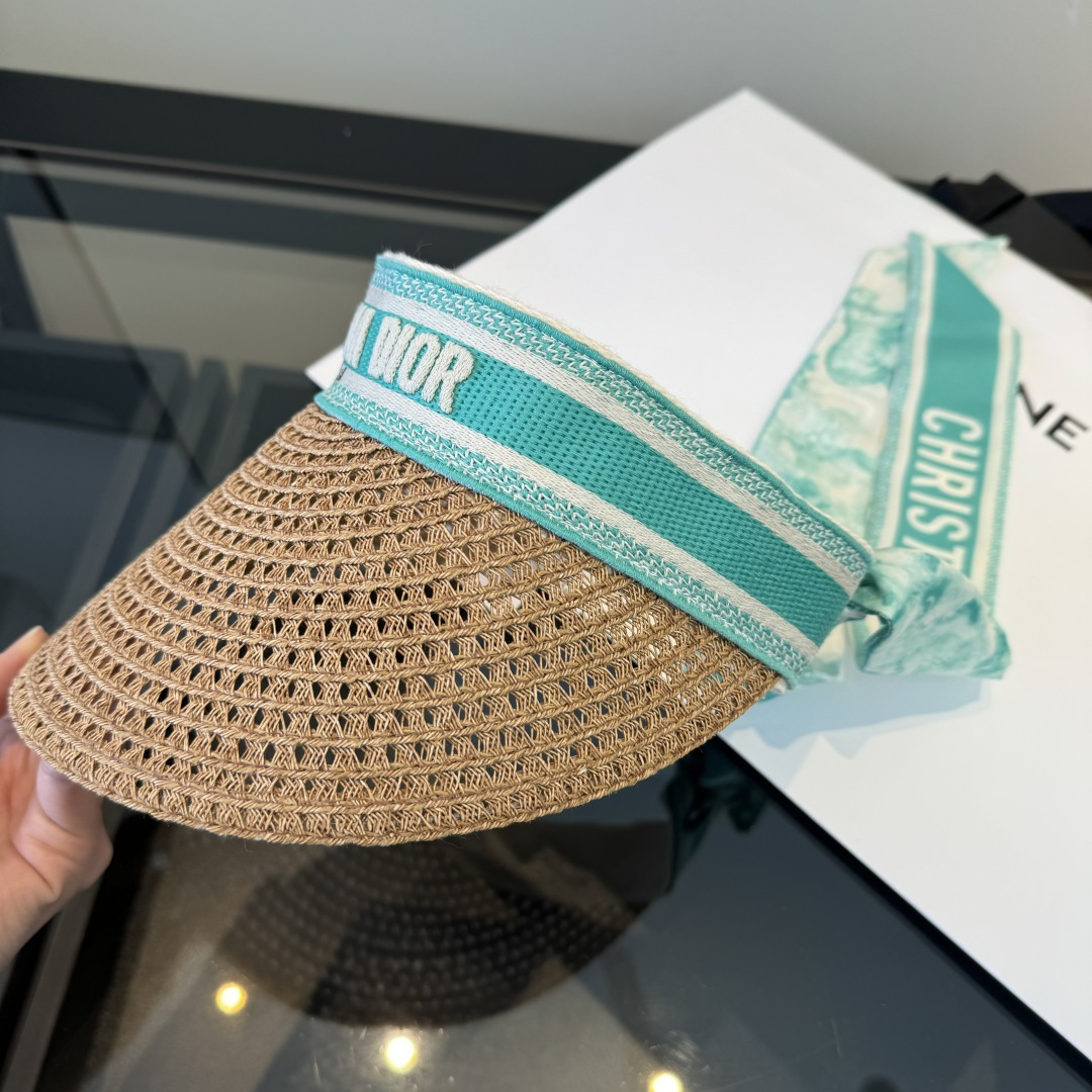 디올(DIOR) 실크 스카프 썬캡 모자