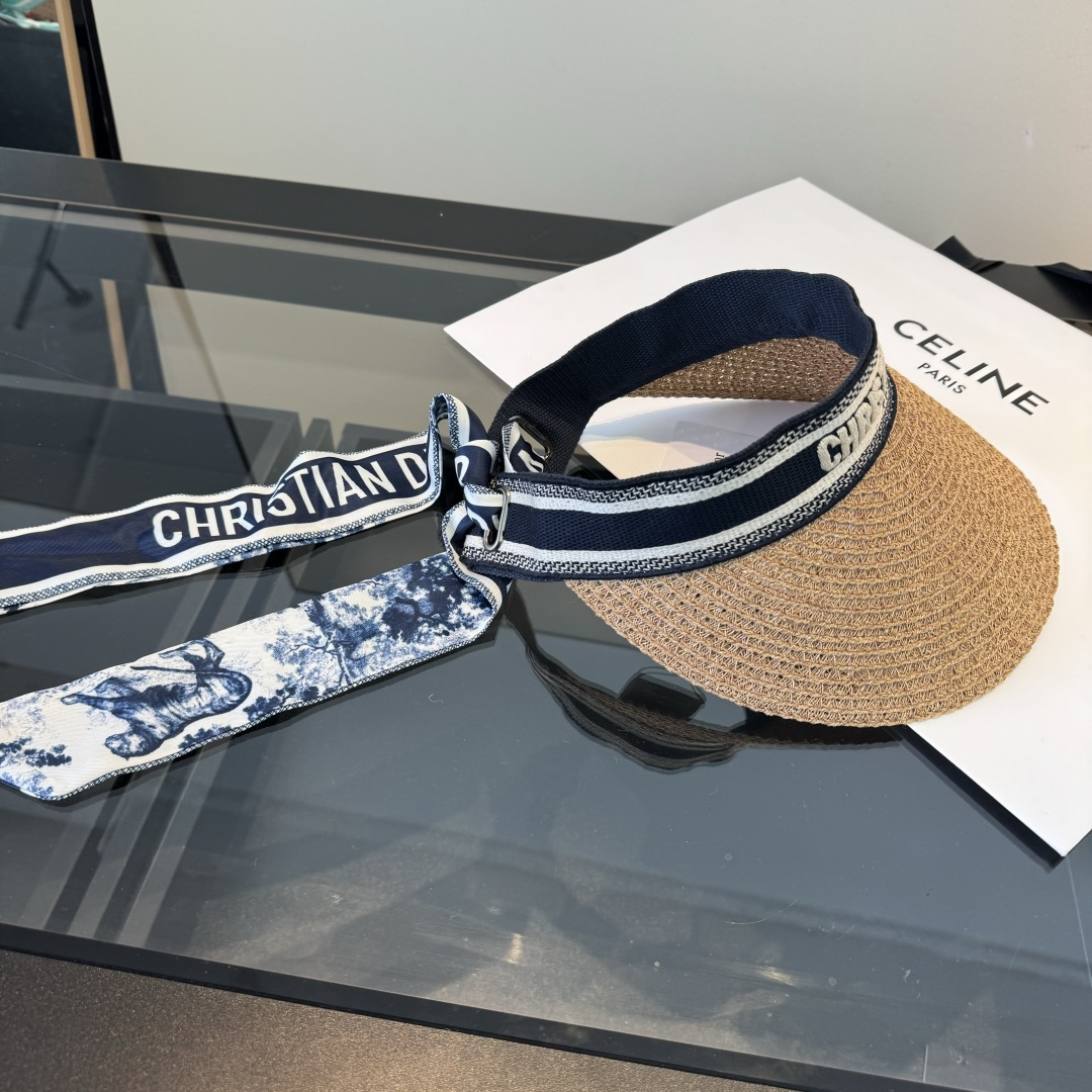 디올(DIOR) 실크 스카프 썬캡 모자