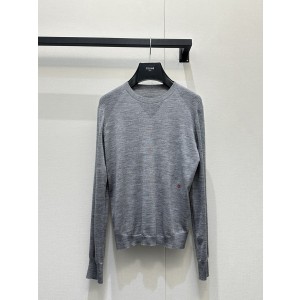 샤넬(CHANEL) 배색 로고 자수 라운드넥 긴팔 니트 의류