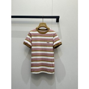 Prada 프라다 배색 스트라이프 립 반팔 티셔츠 의류
